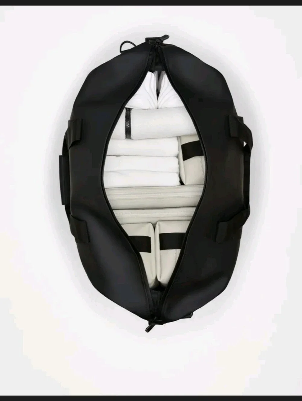 Rains Unisex Hilo Waterproof Beige Weekend Duffle Bag with Black Straps